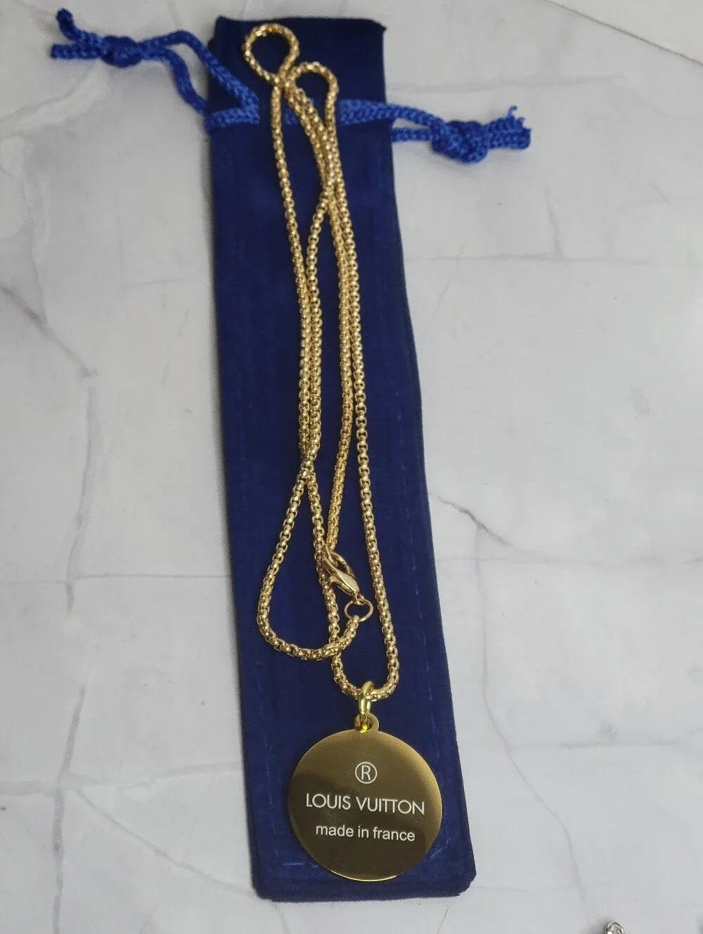 LV Double Sided Engraved Logo, Gold Plated 24